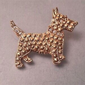Vintage 1928 Scottie Brooch Rhinestone Dog Pin